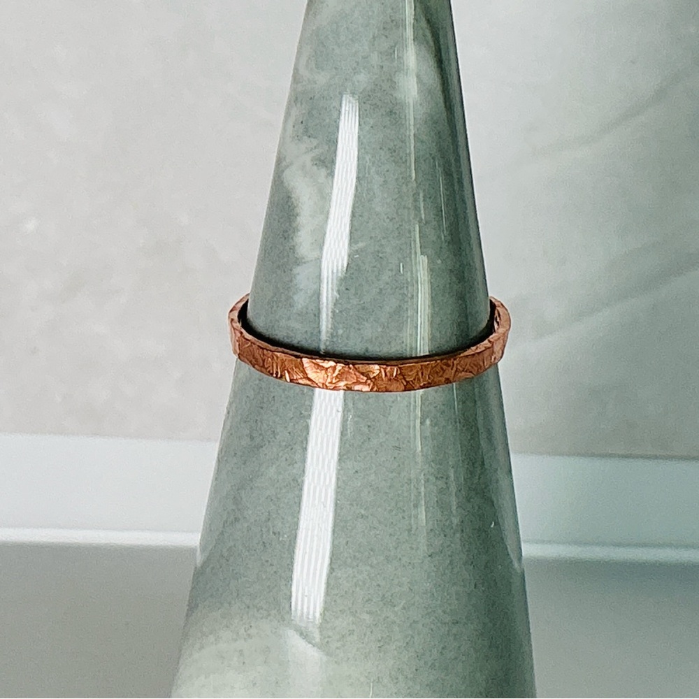 Raw Copper Ring Size 8.5 Band Jewelry Minimal Hammered Solid Handcrafted USA #B - Picture 9 of 12